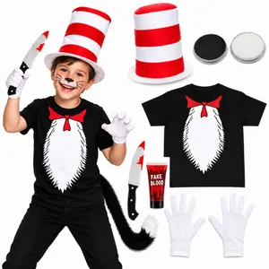 Kids Halloween Killer Cat Costume Set | Striped Hat Fancy Dress Outfit