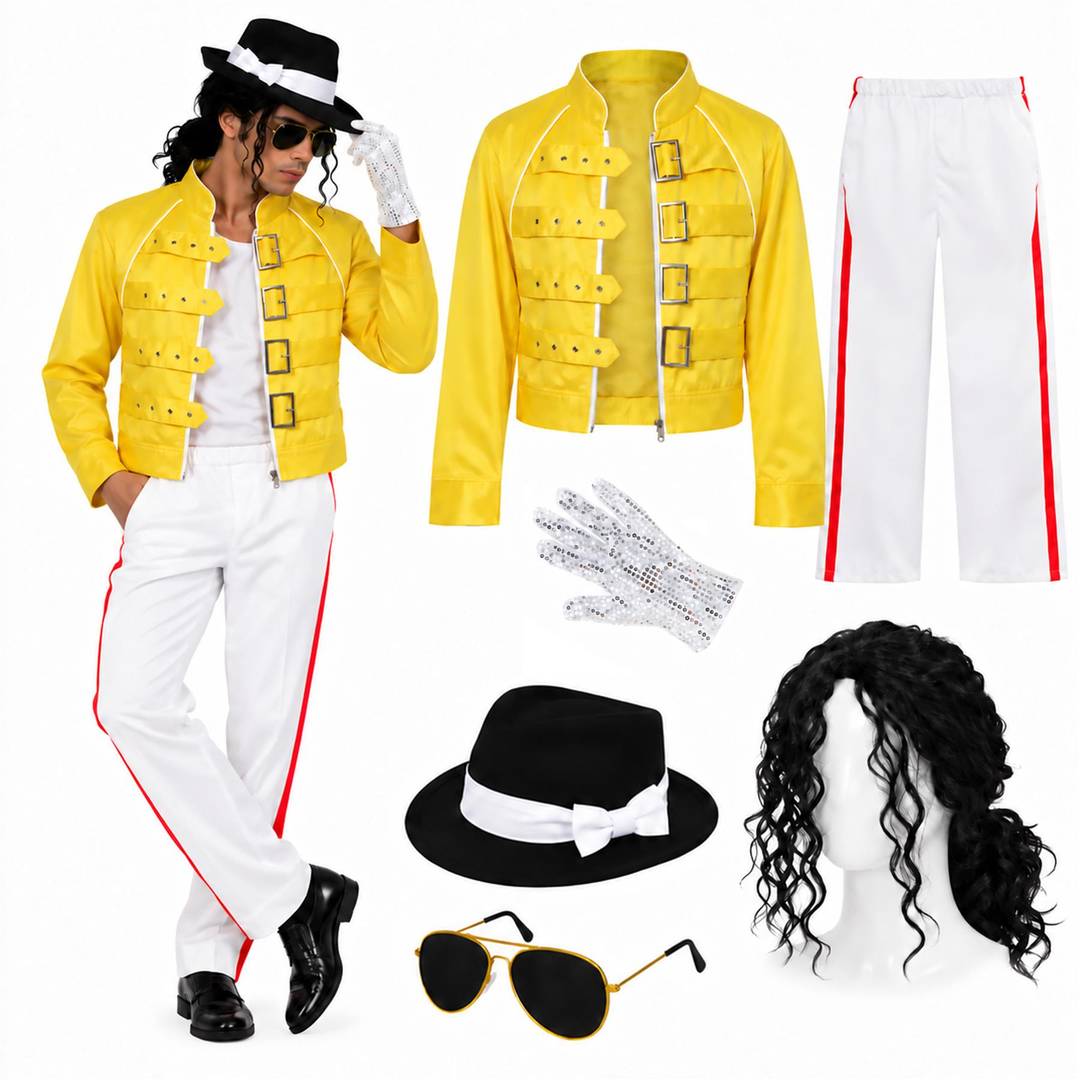 Mens 1980s Rock Star Costume | Sequin Jacket Fancy Dress Outfit