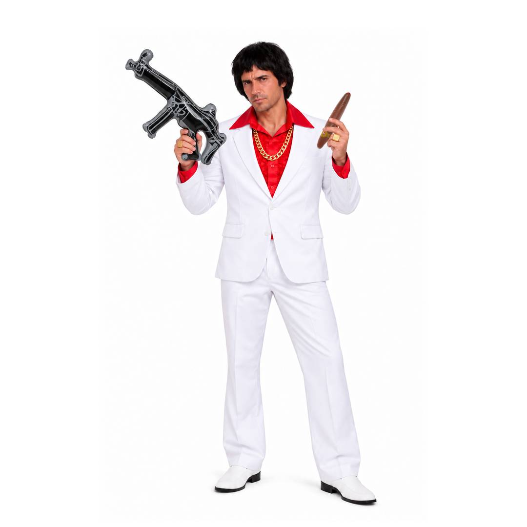 White Gangster Costume Set | 1970s Mob Boss Fancy Dress