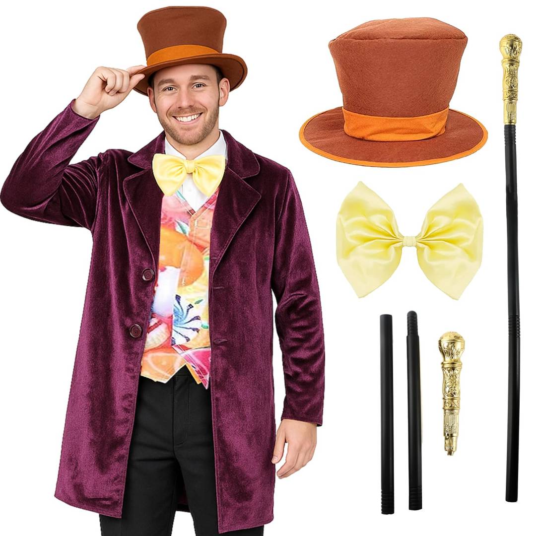 Mens Chocolate Factory Boss Costume | World Book Day Outfit & Cane