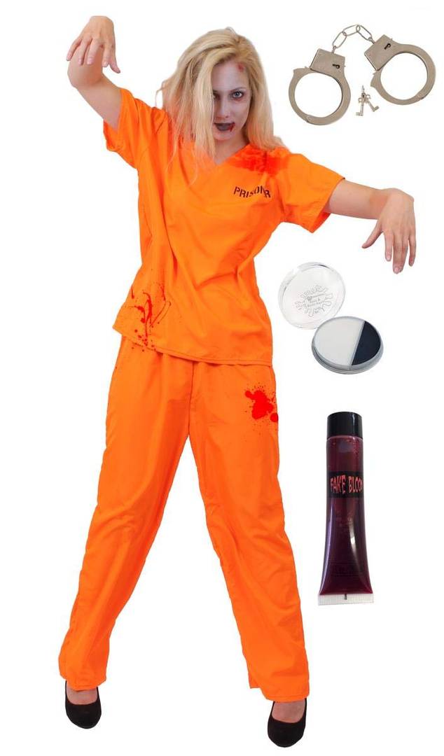 Adult Unisex Zombie Convict Halloween Costume | Prisoner Fancy Dress