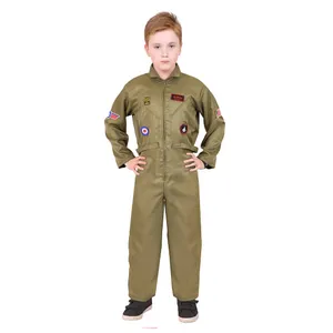 Kids 80s Fighter Pilot Costume | Aviator Jumpsuit Fancy Dress
