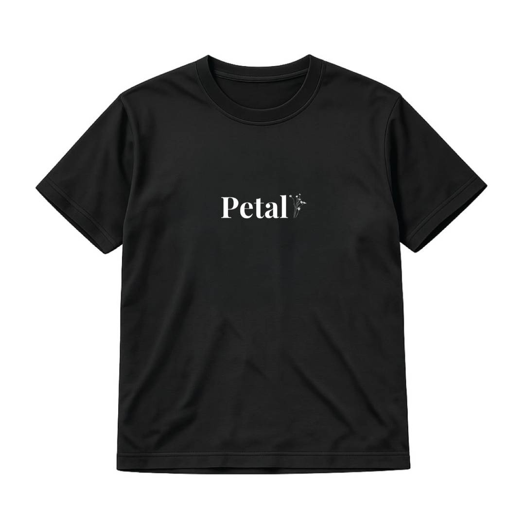 Womens Petal Print Black Baby Tee Fitted Crop Top Music Tour Concert Attire