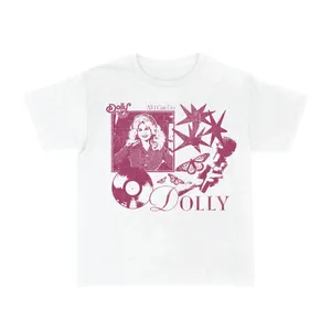 Womens Concert Pink Print Baby Tee | White Festival Gig Top