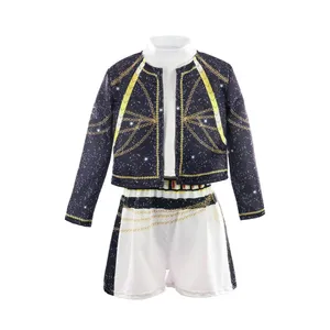 Kids K-Pop Star Costume | Girls Golden Idol Two-Piece Fancy Dress | Star Print Jacket & Shorts
