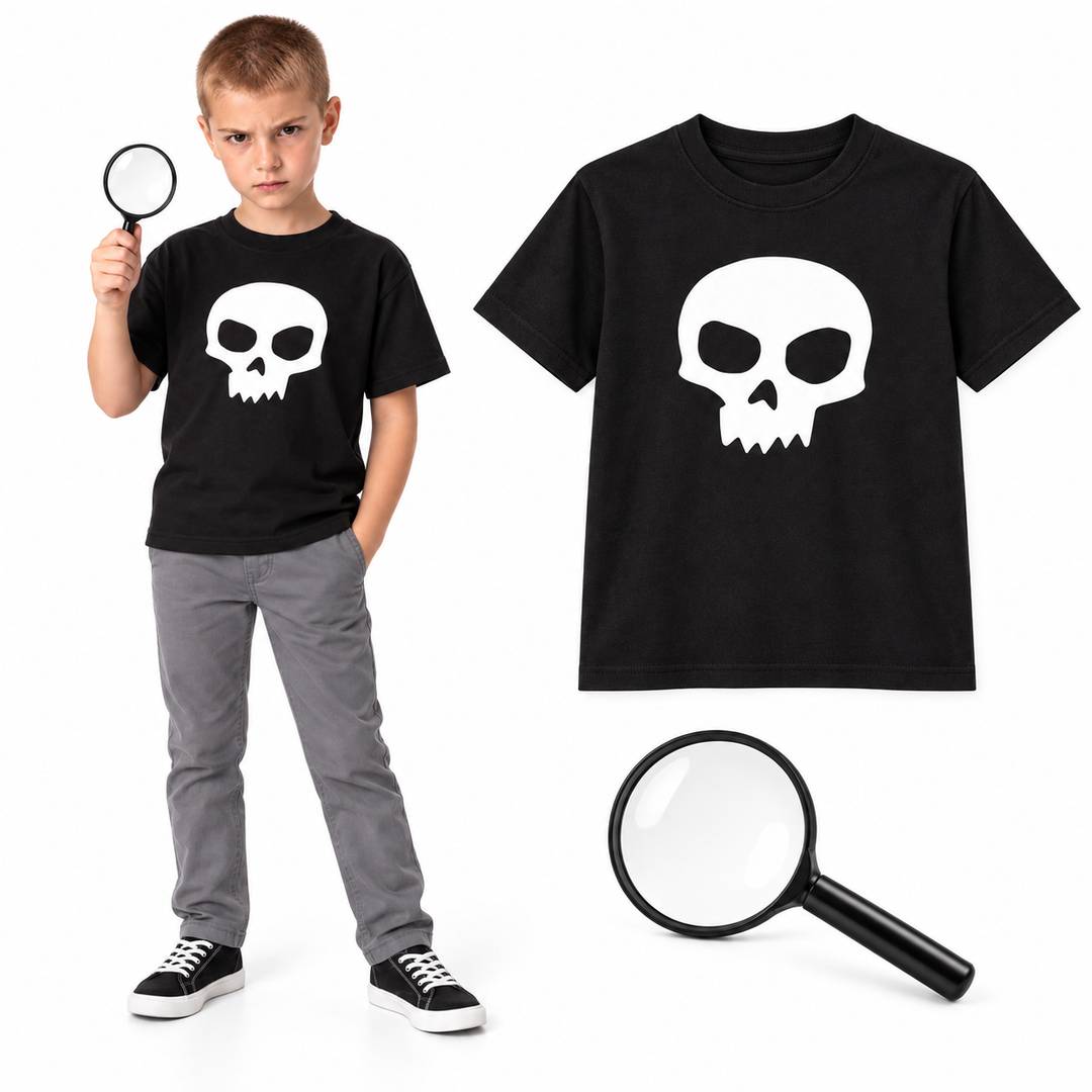 Kids Toy Destroyer Skull T-Shirt Costume | Halloween Villain Fancy Dress
