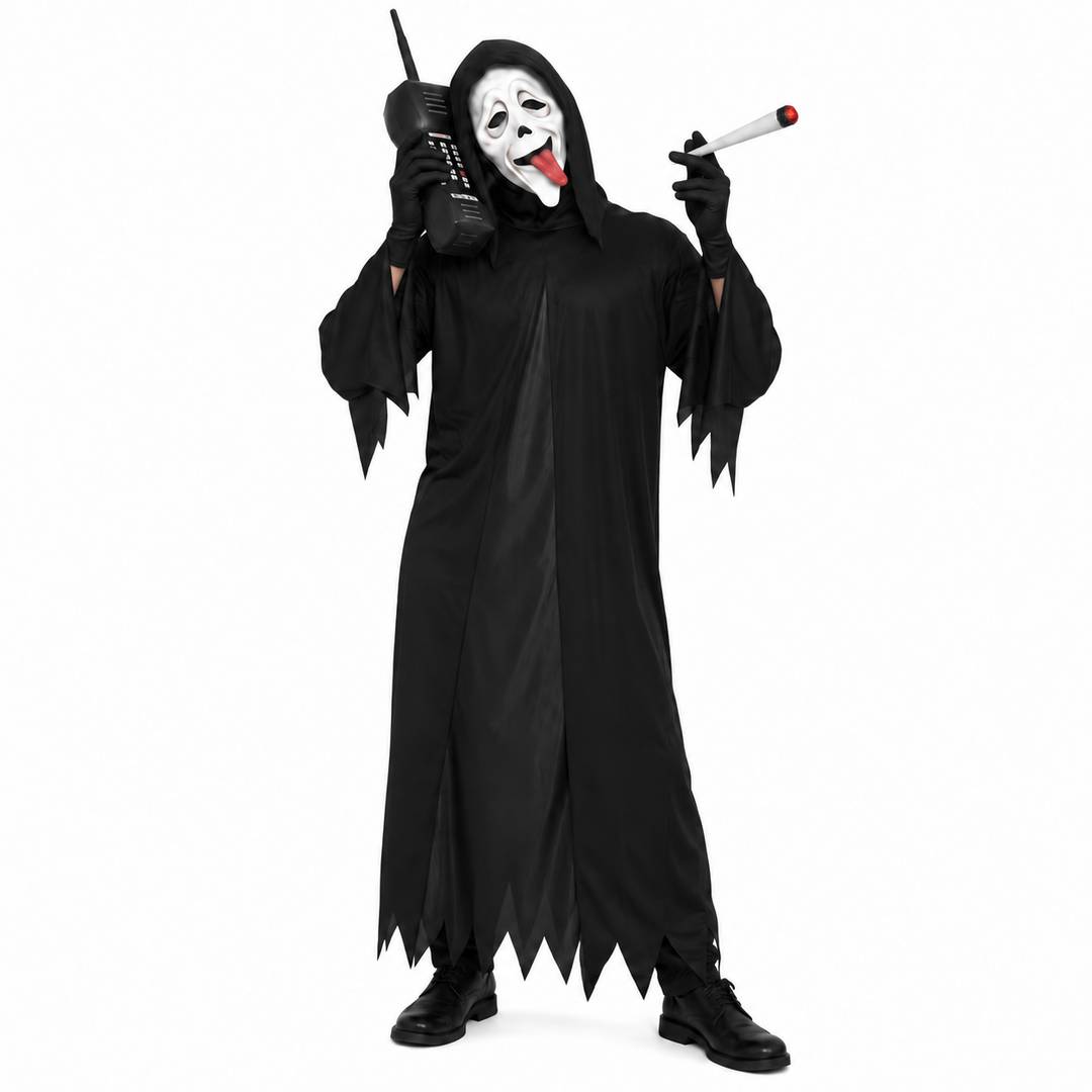 Adults Wazzup Ghost Halloween Costume | Robe, Mask and Phone Prop