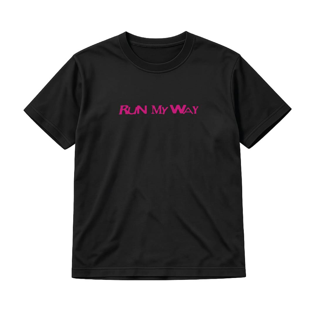 Adults Pink Slogan Concert Tee | Unisex Black Cotton T-Shirt with Bold Pink Graphic Print | Regular Fit Crew Neck