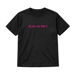 Adults Pink Slogan Concert Tee | Unisex Black Cotton T-Shirt with Bold Pink Graphic Print | Regular Fit Crew Neck