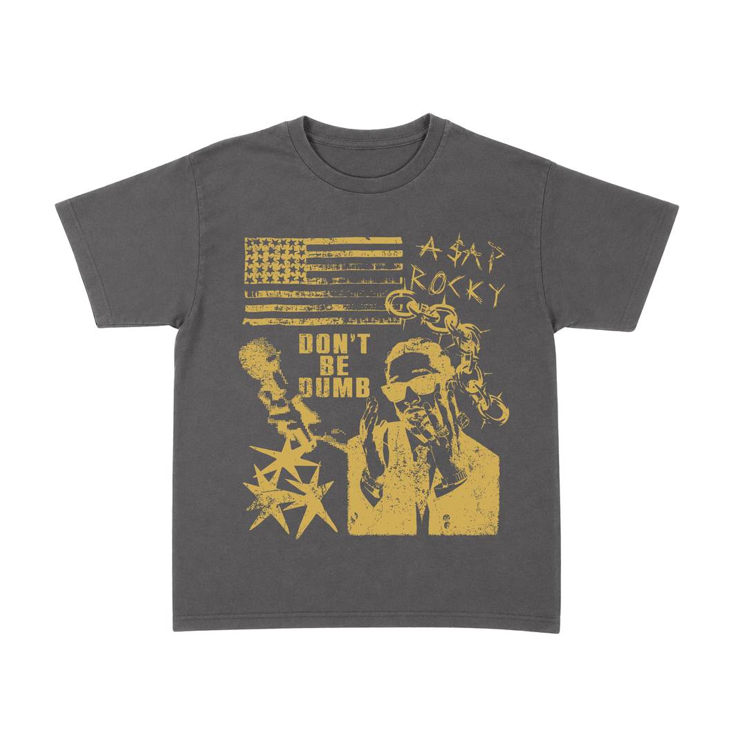 Womens Concert Baby Tee | Yellow Print Charcoal Grey T-Shirt