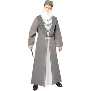 Adult Wizard Costume | Grey Headmaster Robe, Hat & Beard Set