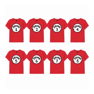 Ladies Pack of 8 Red Baby Tees | Numbered 1-8 Darts Night Group Outfit | 100% Cotton Fitted Cut