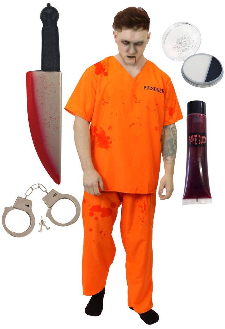Unisex Zombie Convict Halloween Costume | Prisoner Fancy Dress Outfit