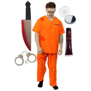 Unisex Zombie Convict Halloween Costume | Prisoner Fancy Dress Outfit