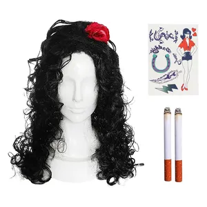 Womens 00s Singer Accessory Set | 4pcs | Beehive Wig Tattoos Cigarettes
