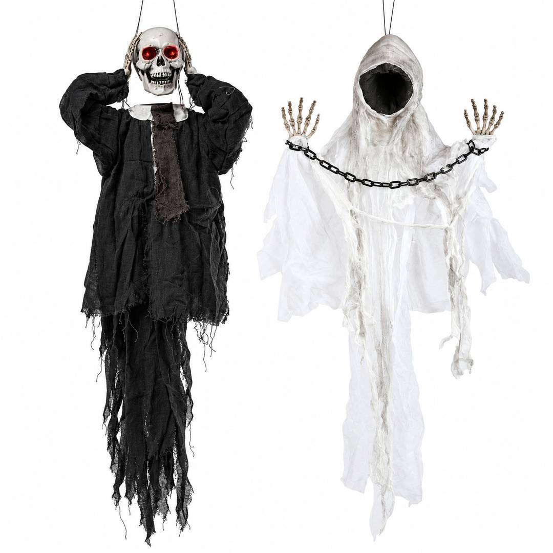 Halloween Hanging Skull & Spectre Props | Animated Prop Bundle