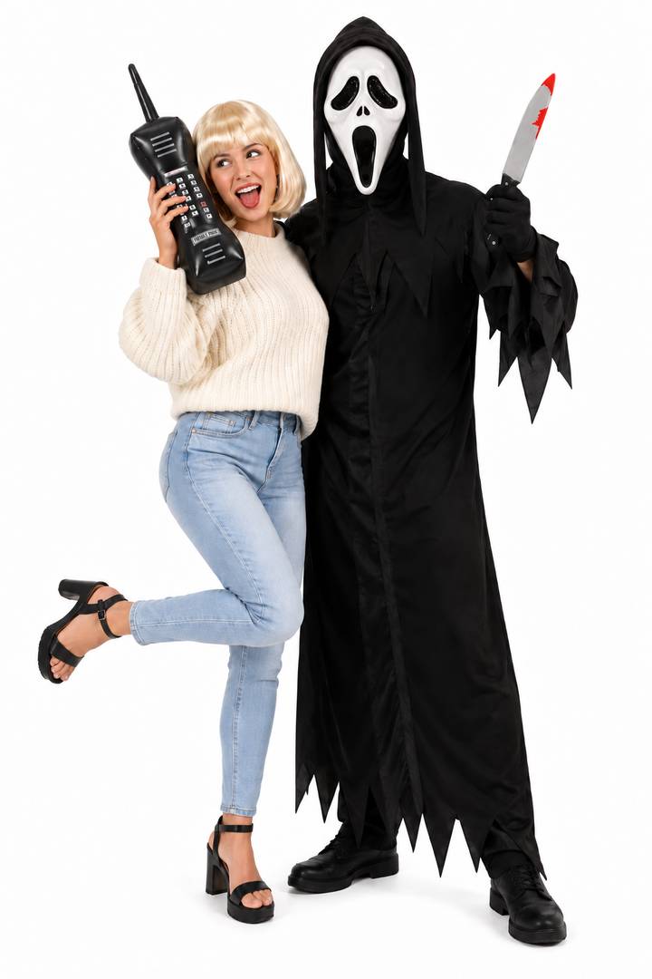 Adults Horror Movie Villain Costume Set | 90s Halloween Couples Accessories