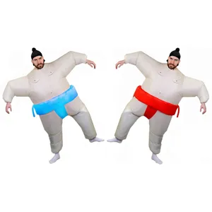 Funny Inflatable Sumo Suit Costume with Fan & Hat - Blue & Red Fancy Dress