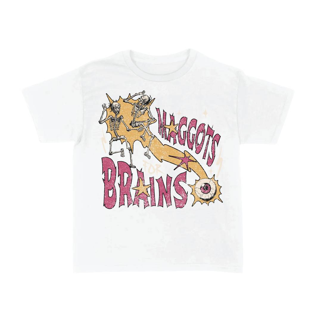 Womens Concert Skeleton Baby Tee | Maggots For Brains Star Print