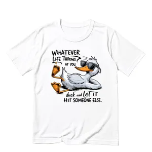 Adult Novelty Funny Duck Slogan T-Shirt | Whatever Life Throws Stag Hen