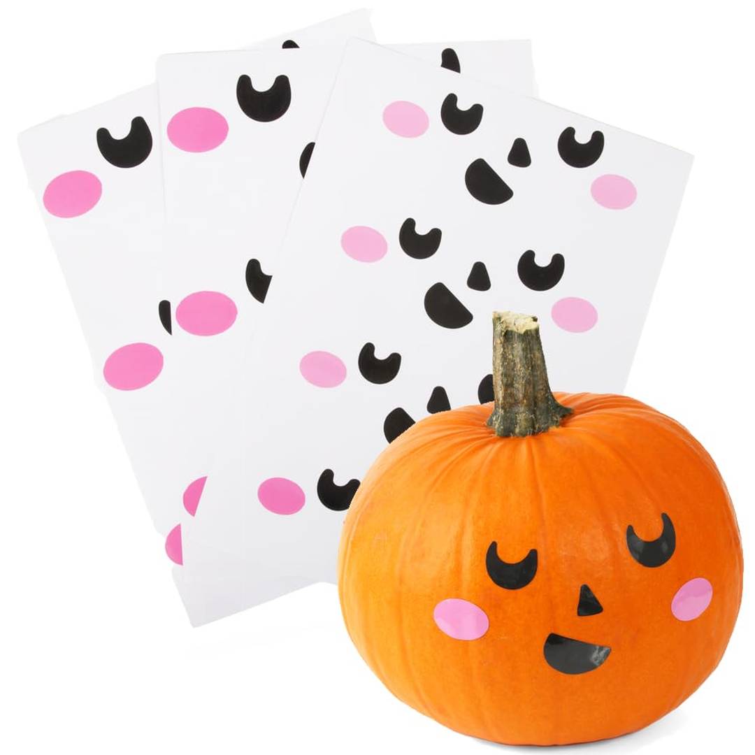 Halloween Pumpkin Face Stickers | No-Carve Pumpkin Decorating Sheets