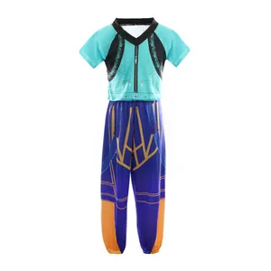 Kids K-Pop Idol Costume | 2-Piece Turquoise Top & Blue Trousers | Girls Korean Pop Star Fancy Dress