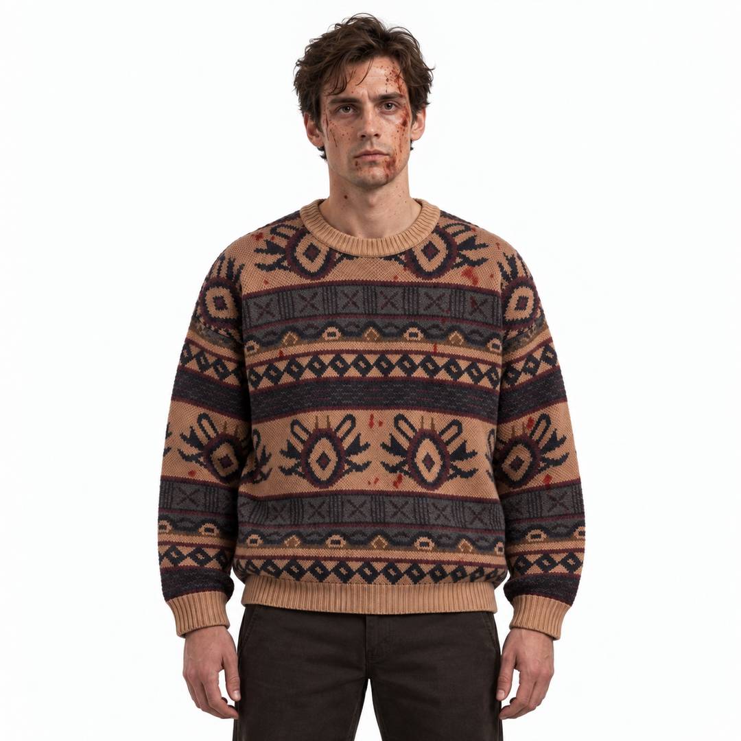 Mens Halloween Costume Jumper | Obsessed Boyfriend Brown Print Bear Obsession Inspired Outfit