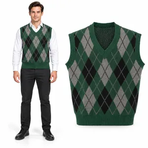 Adults Green Sweater Vest | Retro Preppy Fancy Dress Costume
