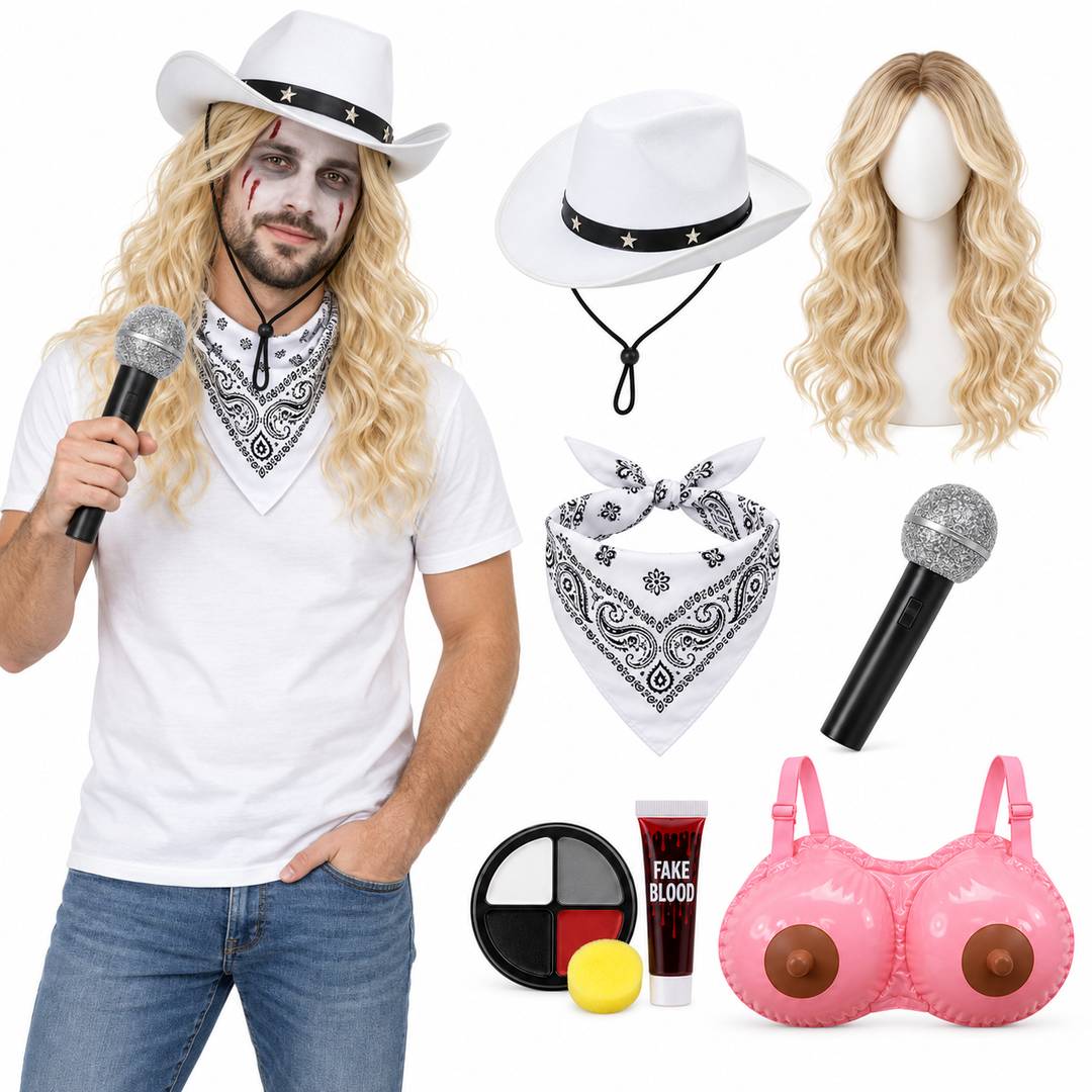 Adult Zombie Country Singer Dolly Costume | Music Tribute Fancy Dress Set