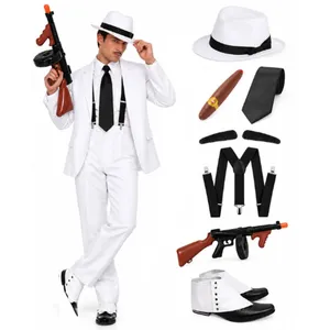 Adult White Gangster Suit Costume | Mobster Fancy Dress Outfit