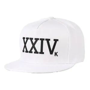 Adults White Snapback Hat | Pop Star Fancy Dress Cap with Black XXIV Print | Polyester Adjustable