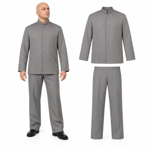 Adults Grey Suit Halloween Costume | Mandarin Collar Fancy Dress
