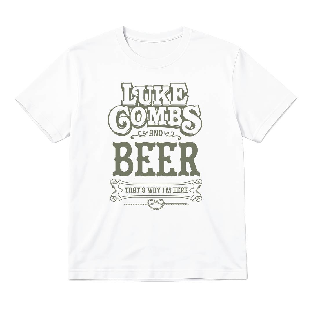 Country Music & Beer That's Why I'm Here T-Shirt | Khaki Slogan Print | Ladies Concert Tee