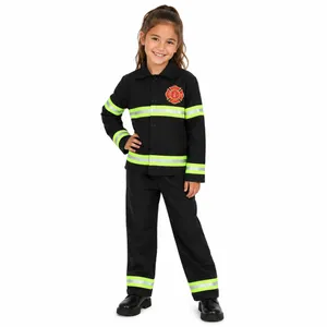 Girls Firefighter Costume | Black Fancy Dress Fireman Outfit