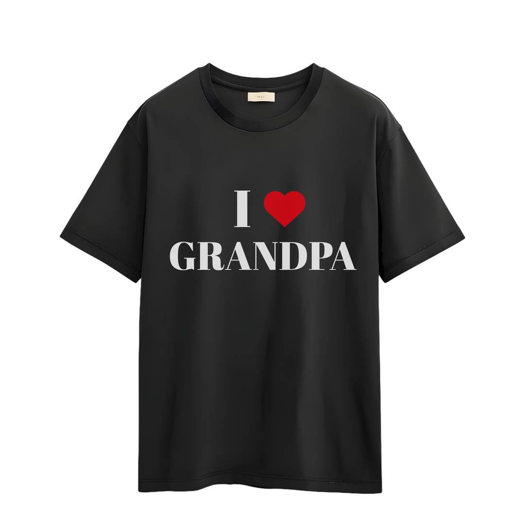 Kids I Love Grandpa T-Shirt | Black Casual Family Graphic Tee