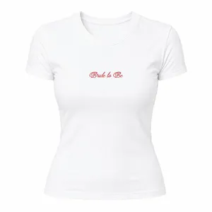 Ladies Bride to Be Baby Tee | White Cotton Hen Do Top with Red Print | Fitted Short Sleeve Ladies T-Shirt