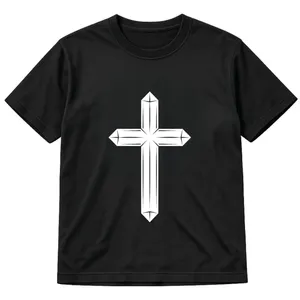 Black Fitted Baby Tee | White Cross Print | Concert T-Shirt
