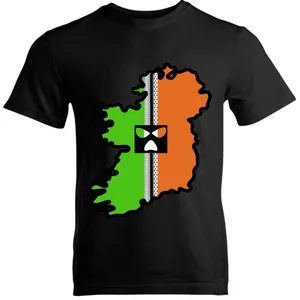 Adult Unisex Ireland Map Balaclava Print T-Shirt Black