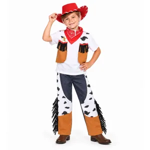 Kids Cowboy Costume and Hat Set | Fancy Dress Brown Red