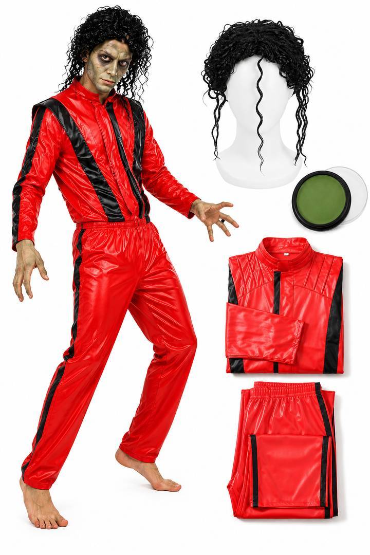 Adult Halloween Zombie Costume Set | 80s Dance Fancy Dress Outfit
