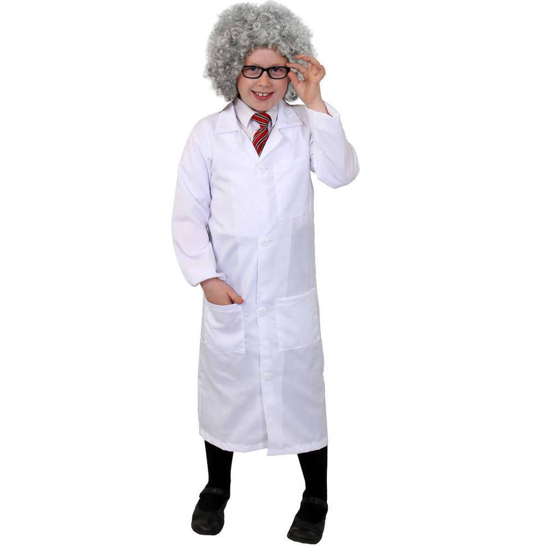 Kids Mad Scientist Costume | White Lab Coat, Wig & Glasses Set