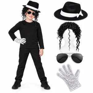 Kids Pop Star Costume Set | Wig Glasses Glove Hat Fancy Dress