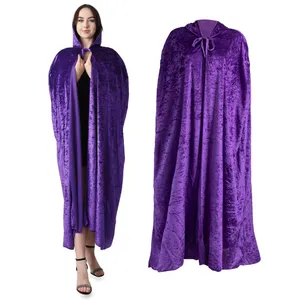 Adult Purple Velour Cape | Halloween Vampire Hooded Cloak Costume