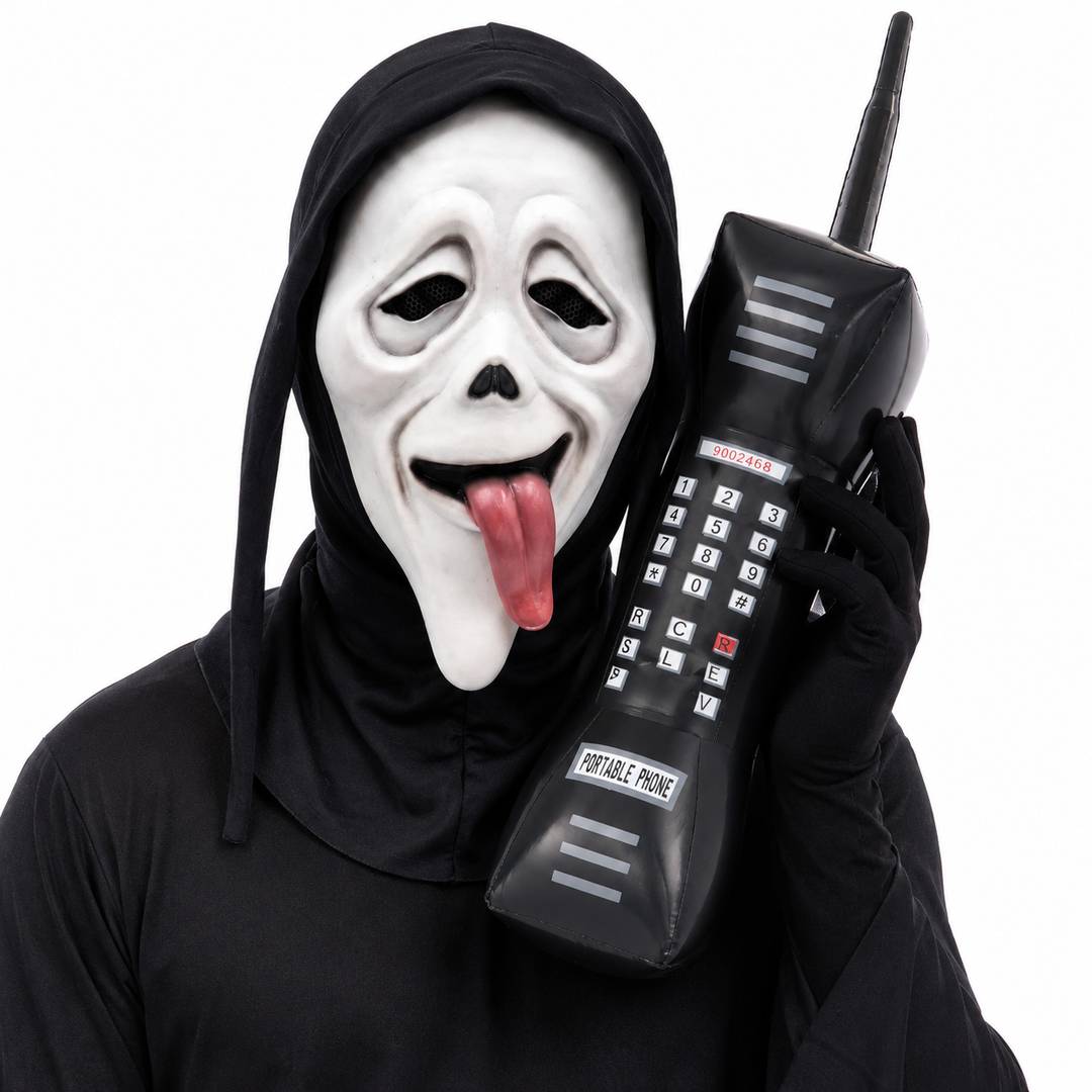 Adult Halloween Ghost Face Costume Set | Mask, Phone & Gloves