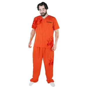 Adults Zombie Prisoner Costume Set | Orange Convict Fancy Dress