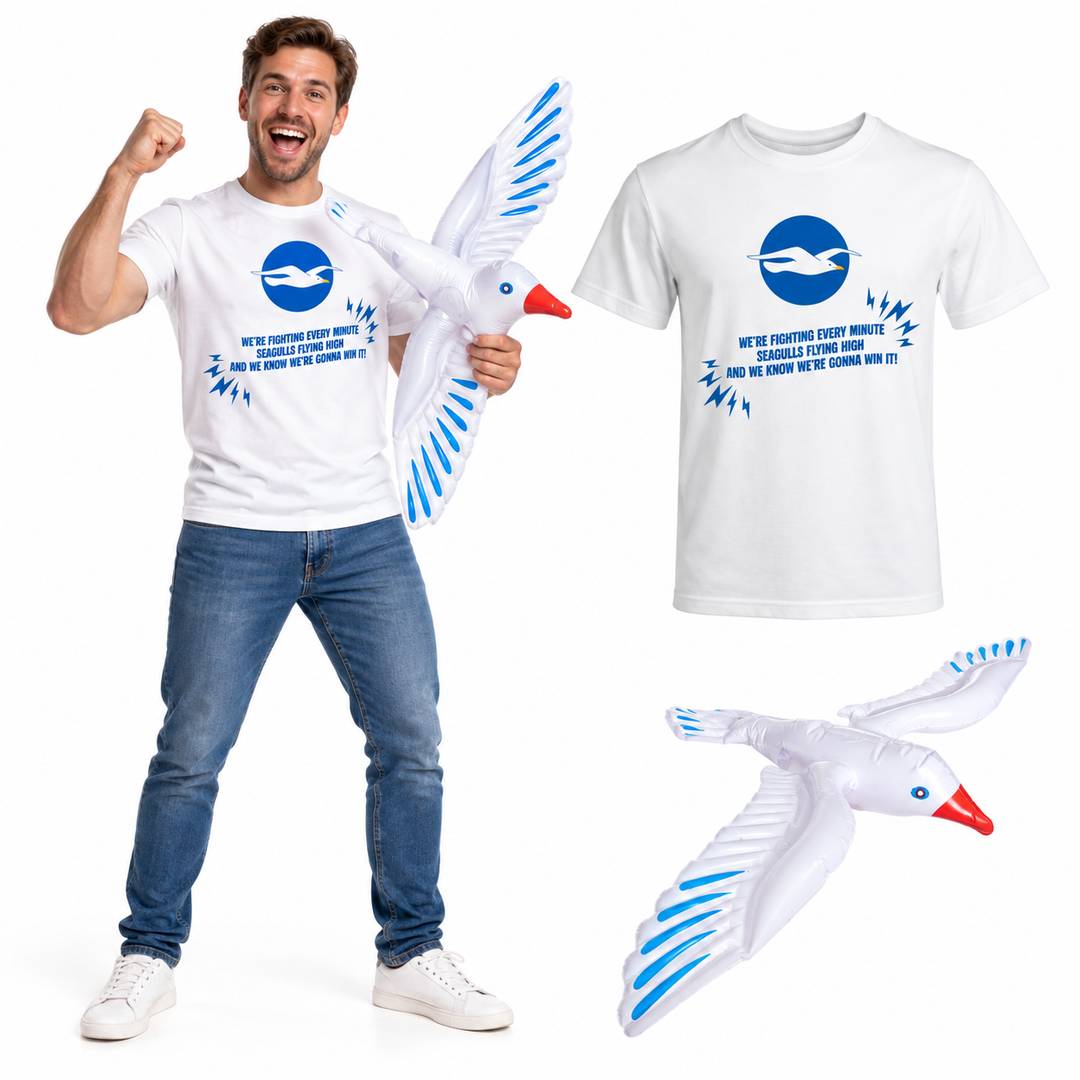 Football Supporters T-Shirt | White Fan Tee & Inflatable Seagull