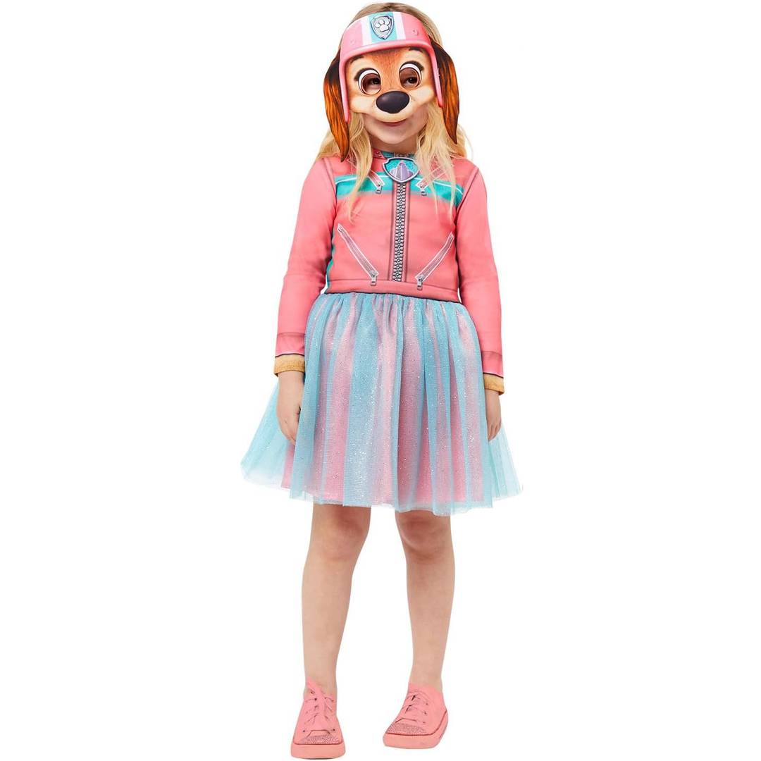 Girls Liberty Pup Costume | Two-Tone Fancy Dress Dog Mask Outfit