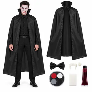 Adults Vampire Costume Set | Halloween Cape, Fangs & Face Paint Kit