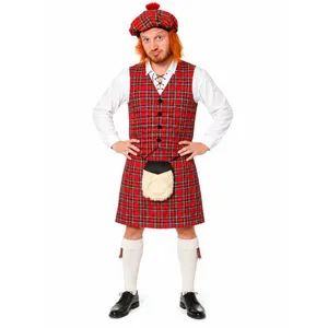 Mens Burns Night Scottish Costume | Tartan Kilt Waistcoat Set