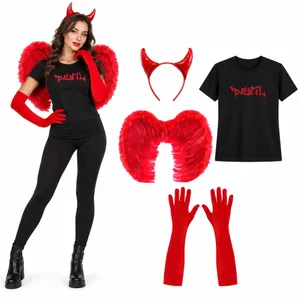 Adult Devil Halloween Costume Set | Fancy Dress T-Shirt & Wings